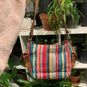 VINTAGE RAINBOW STRIPED FOSSIL MINI SHOULDER BAG